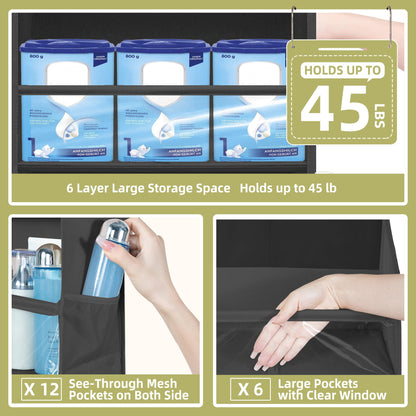 STORAGEIDEAS Over Door Organizer with 6 Extra Large Pockets 12 Side Pockets, 2-Pack Sturdy Closet