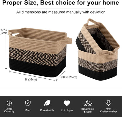 OIAHOMY Storage Basket, Woven Baskets for Storage, Cotton Rope Basket for toys,Towel Baskets for
