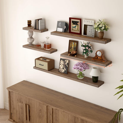 BGMG 30 inch Walnut Floating Shelves for Wall Set of 2,High End Solid Real Wood 30 in Floating