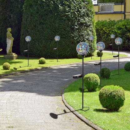Solar Garden Lights Outdoor Decorative - Solar Gazing Ball Mosaic Garden Stakes Decorative