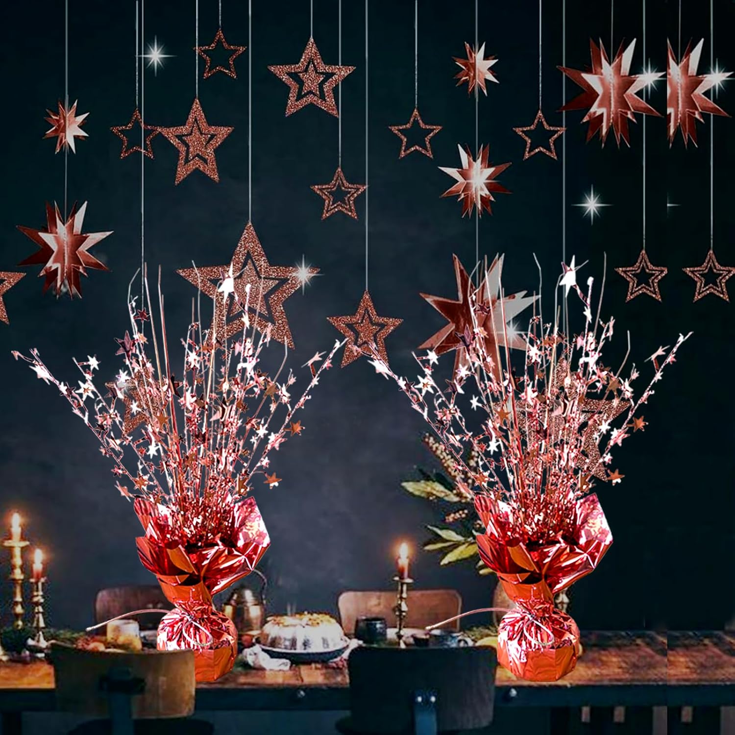 6 Pack Metallic Foil Spray Centerpiece Star Table Decoration Burst Table Centerpieces for Birthday