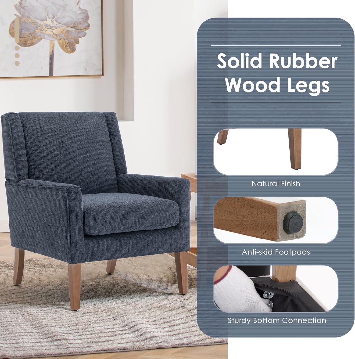 COLAMY Modern Wingback Living Room Chair, Upholstered Fabric Accent Armchair, Single Sofa Chair