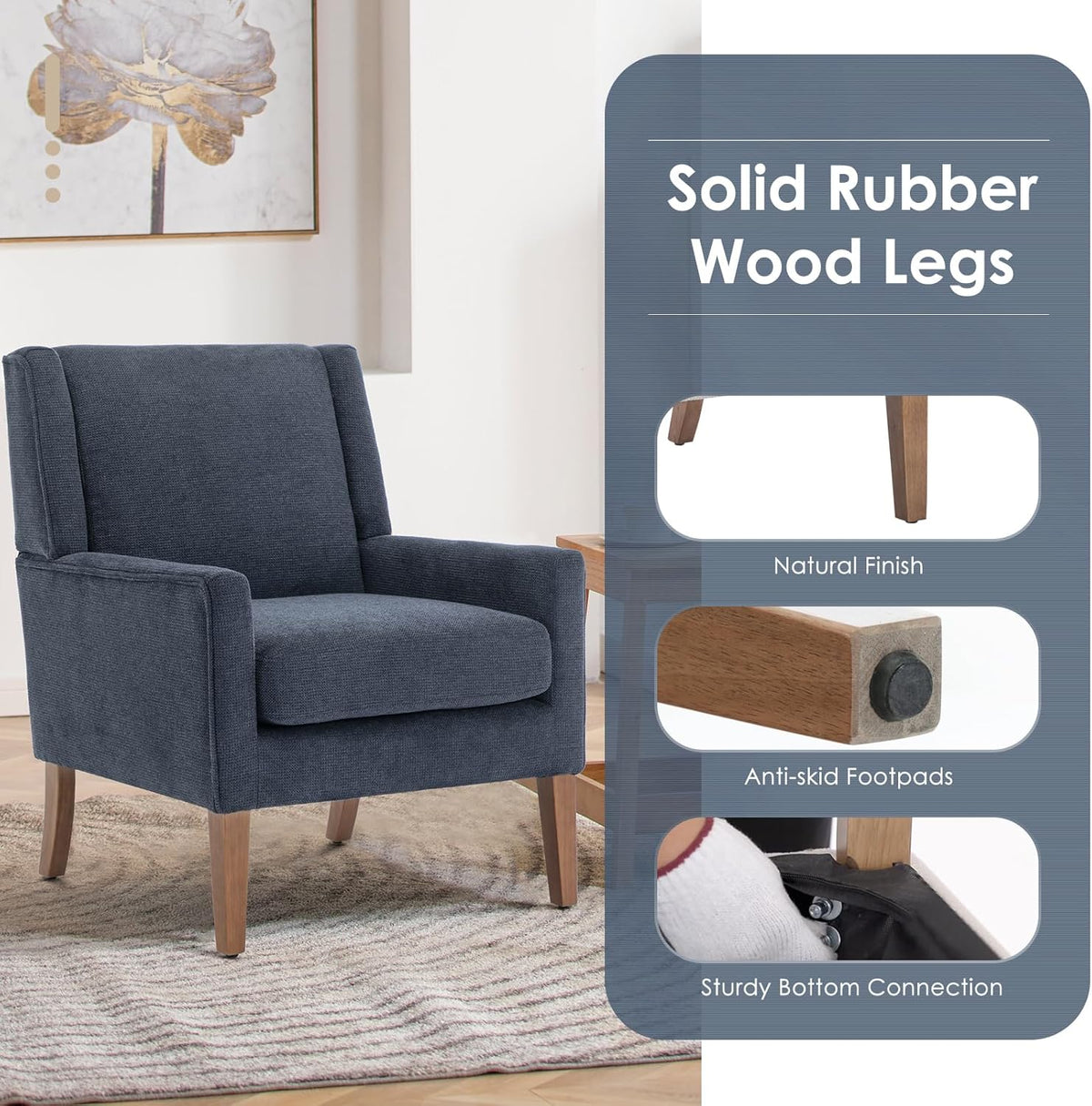 COLAMY Modern Wingback Living Room Chair, Upholstered Fabric Accent Armchair, Single Sofa Chair