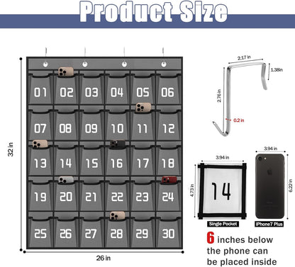 Loghot Classroom Accessories Closet Pocket Chart for Cell Phones Holder Wall Door Hanging Organizer