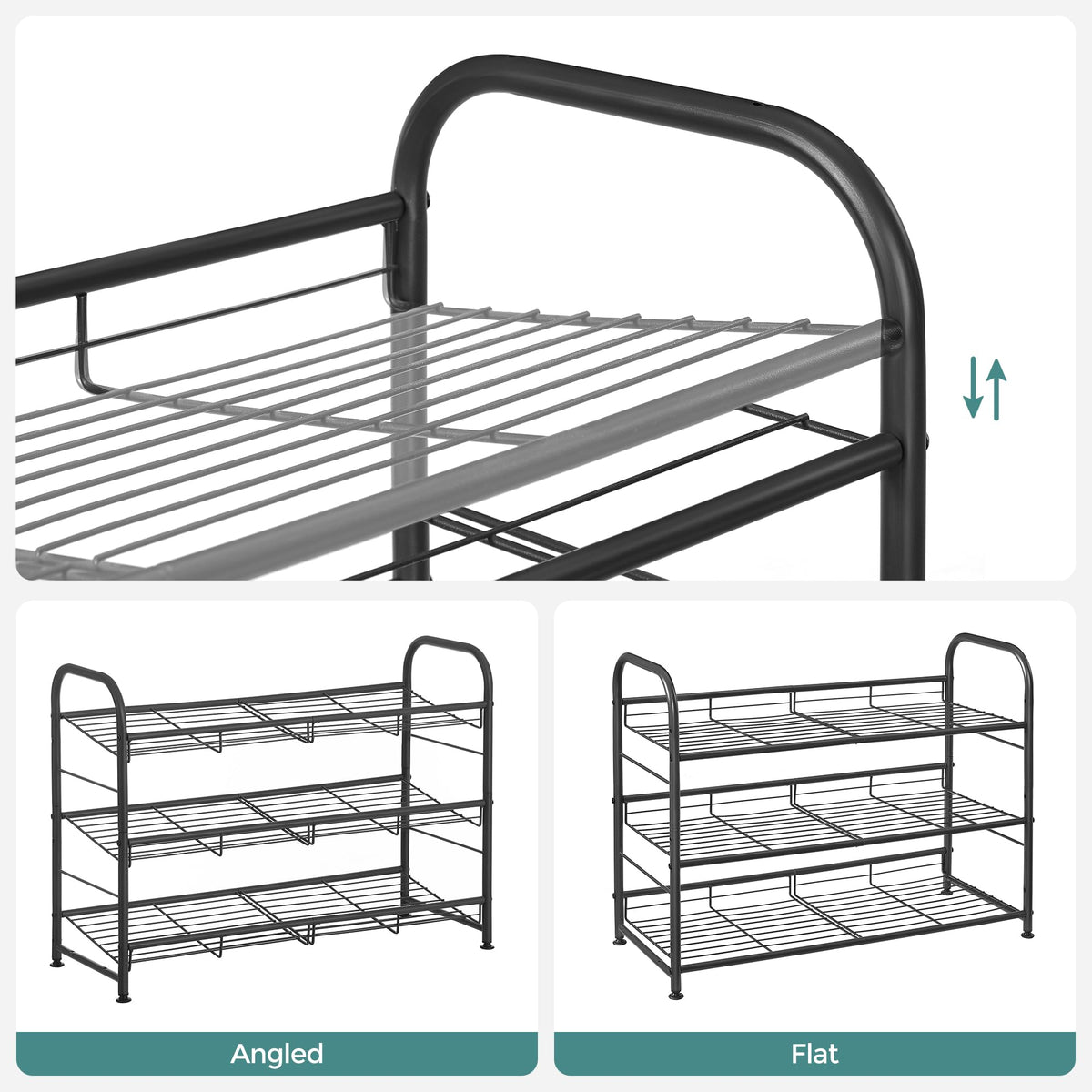SONGMICS Shoe Rack, 3 Tier Shoe Organizer for Closet, Holds up to 12 Pairs of Shoes, Shoe Rack for