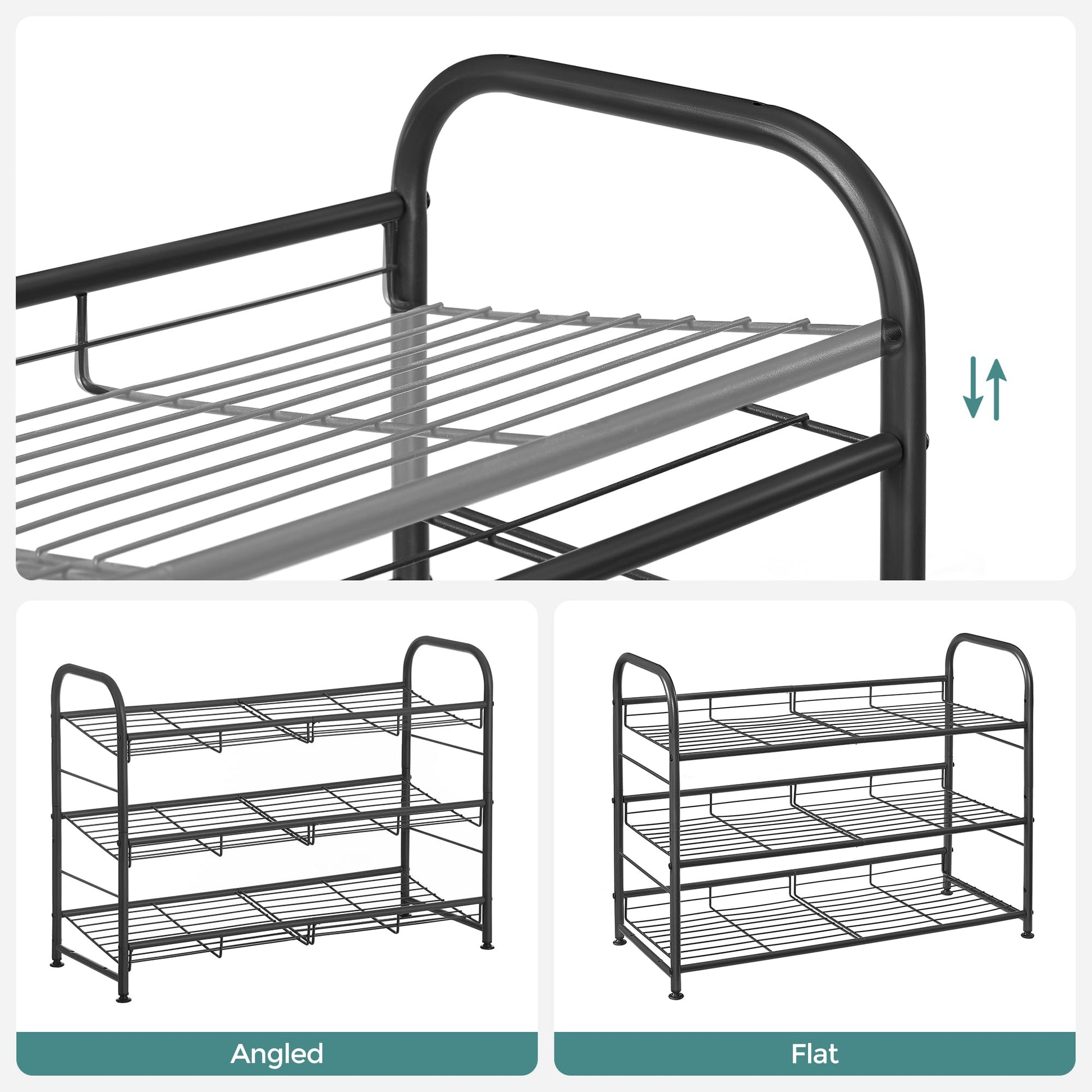 SONGMICS Shoe Rack, 3 Tier Shoe Organizer for Closet, Holds up to 12 Pairs of Shoes, Shoe Rack for