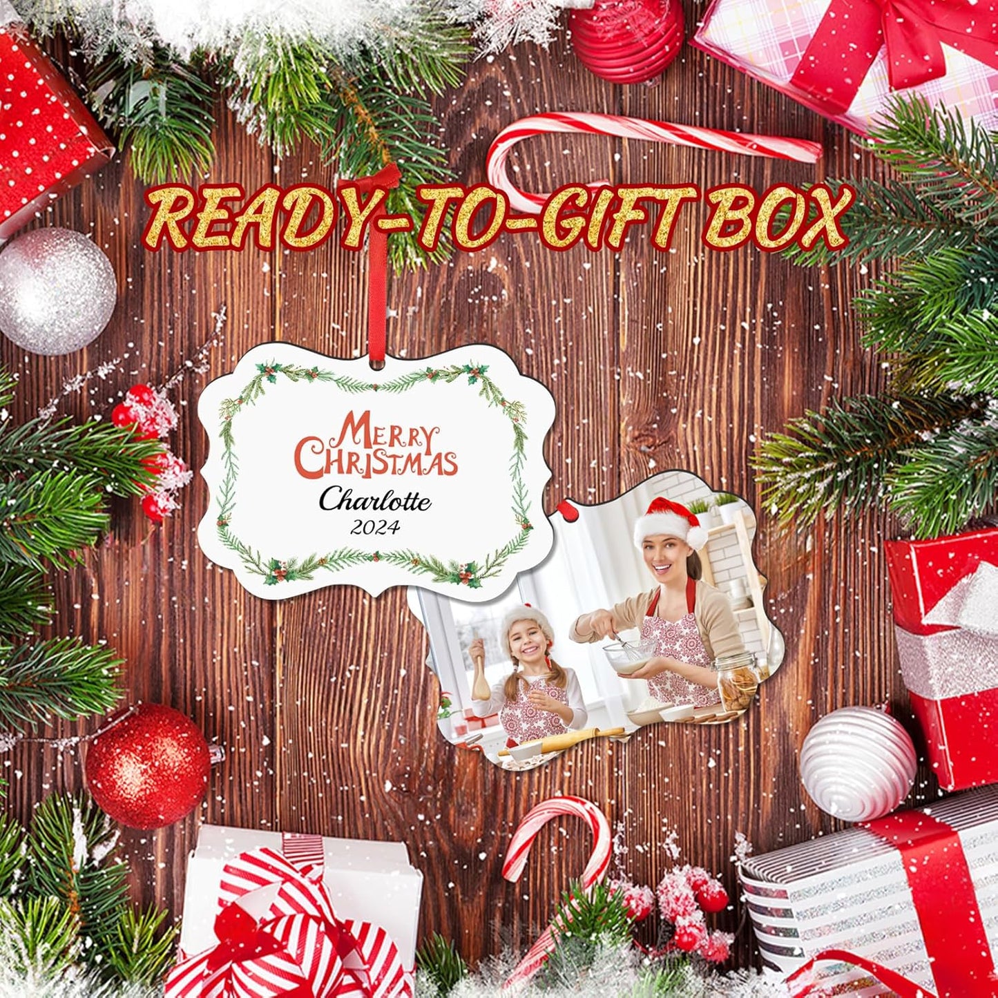 Personalized Christmas Ornaments 2025 Wood Custom Photo Picture Text Christmas Ornament