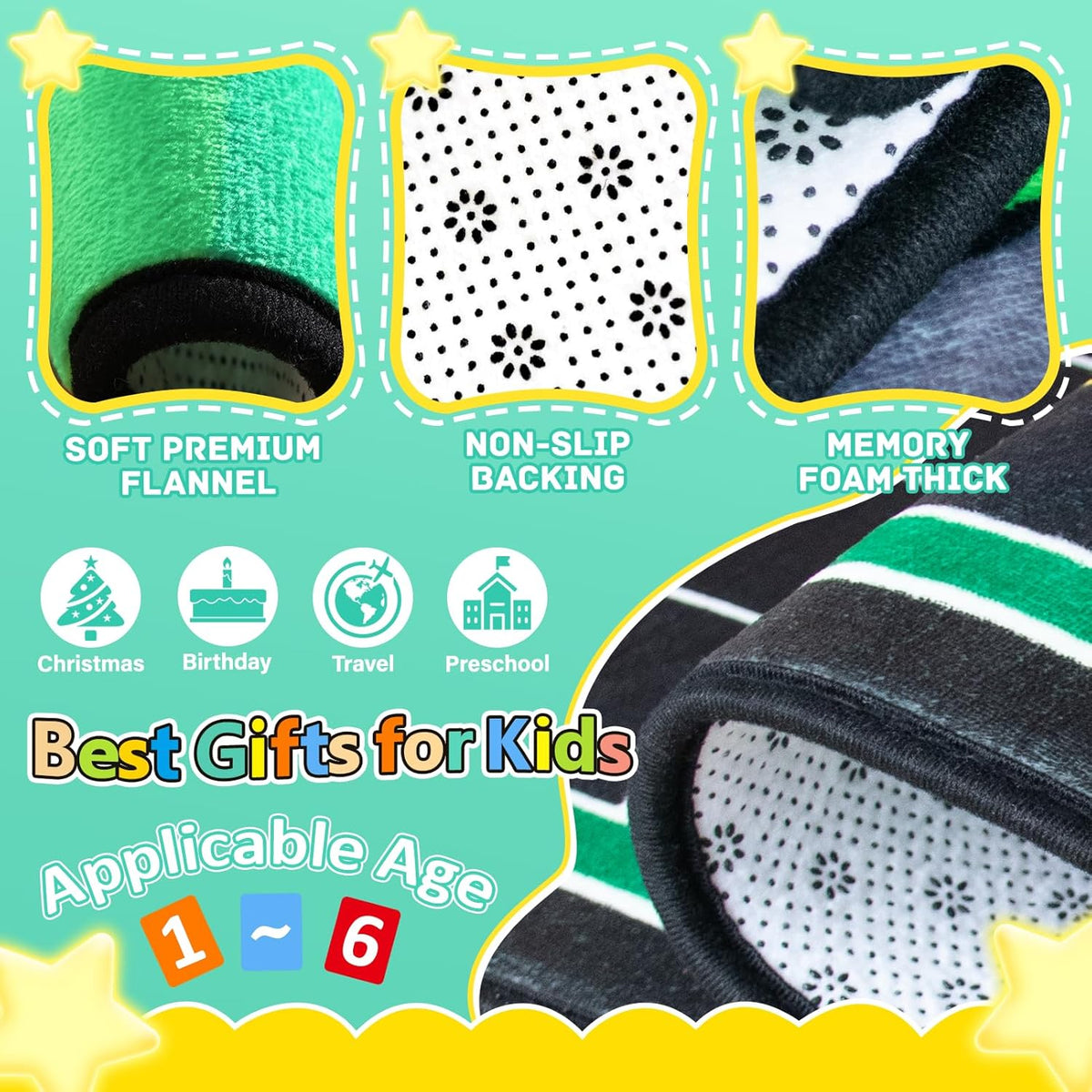 Kids Rug, Road Carpet for Kids with Combined City Road Traffic System, Car Rug and Airport Play