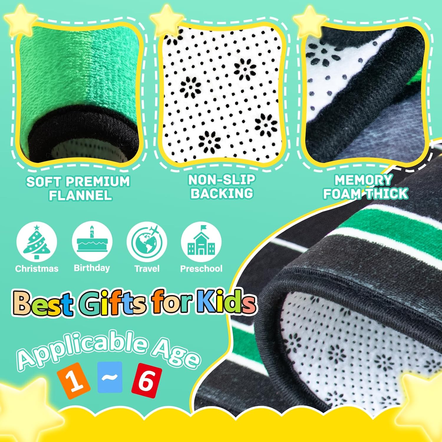 Kids Rug, Road Carpet for Kids with Combined City Road Traffic System, Car Rug and Airport Play