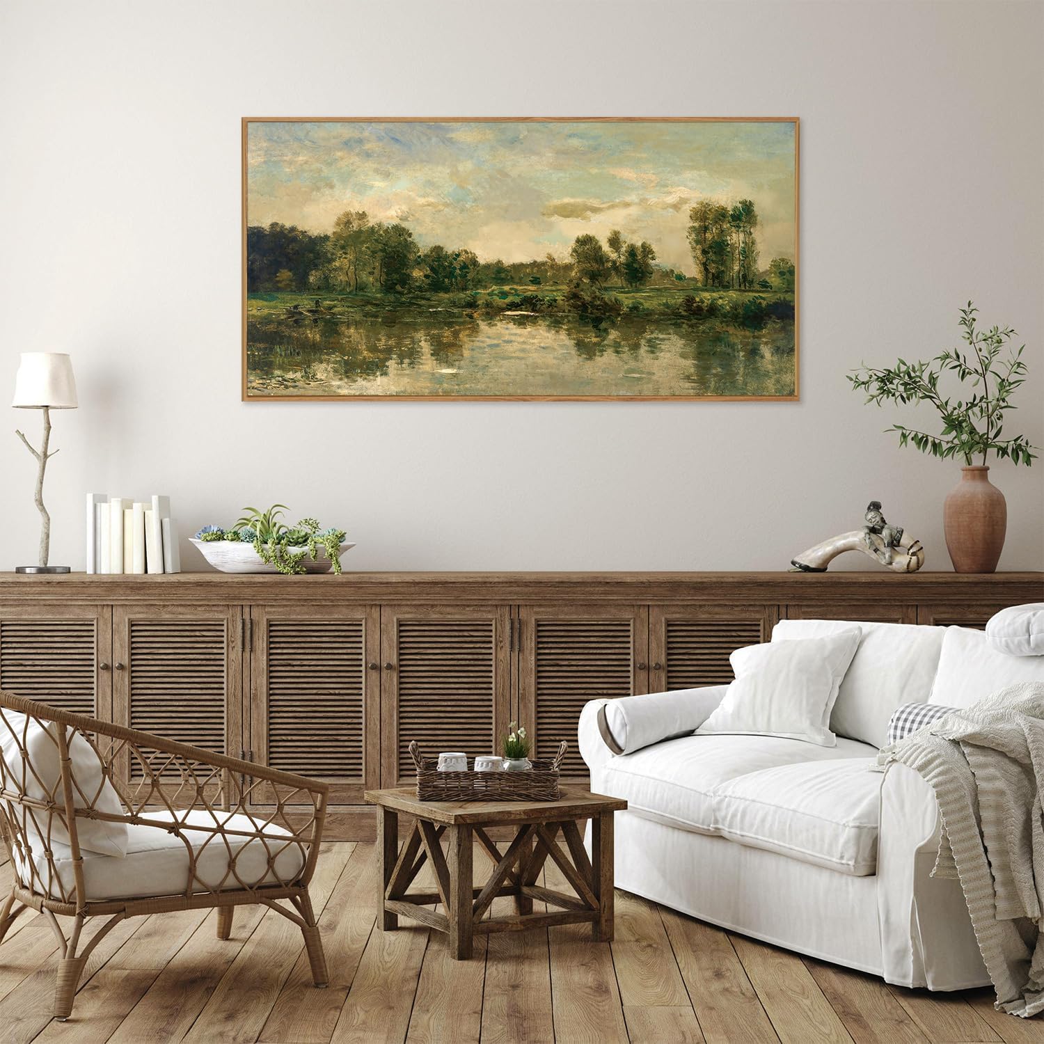 Tinonedraw Vintage Nature Framed Canvas Wall Art Set of 3, French Country Wall Decor, Rustic