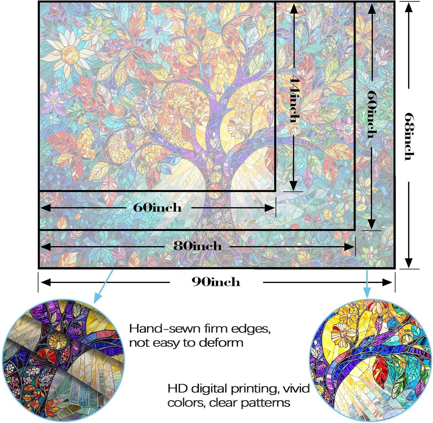 Lunerfex Tree of Life Tapestry Stained Glass Tapestry Wall Decor Tapestries for Bedroom Art
