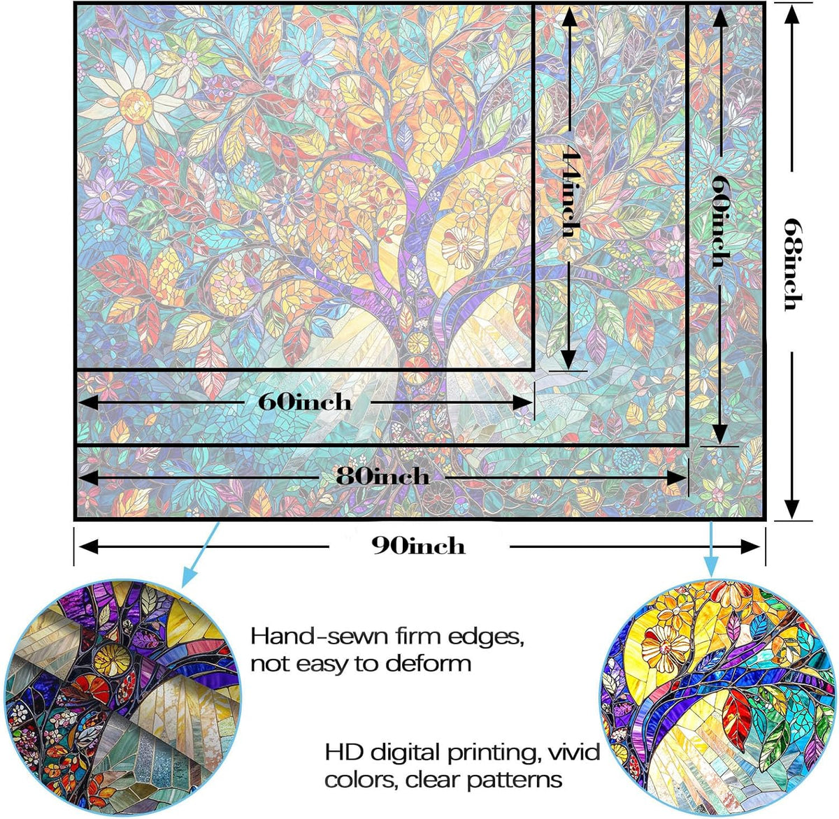 Lunerfex Tree of Life Tapestry Stained Glass Tapestry Wall Decor Tapestries for Bedroom Art