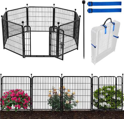 ADAVIN 40 in(H) Garden Fence with Low Threshold Door, Dog Fence Outdoor for Yard, 8 Panels Total