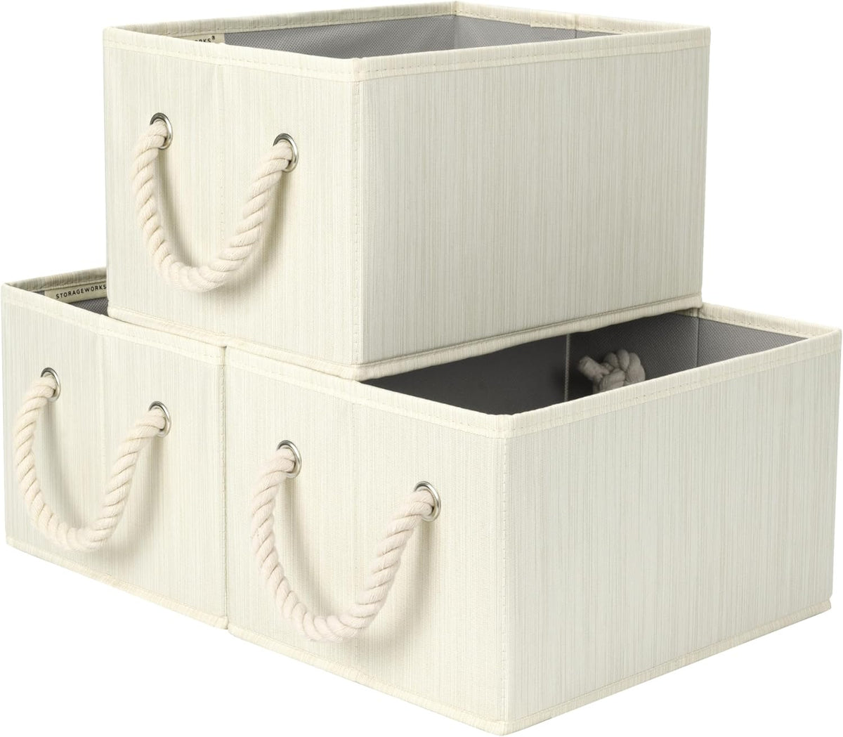 StorageWorks Storage Baskets for Shelves, Foldable Fabric Closet Storage Bins with Handles, Fabric