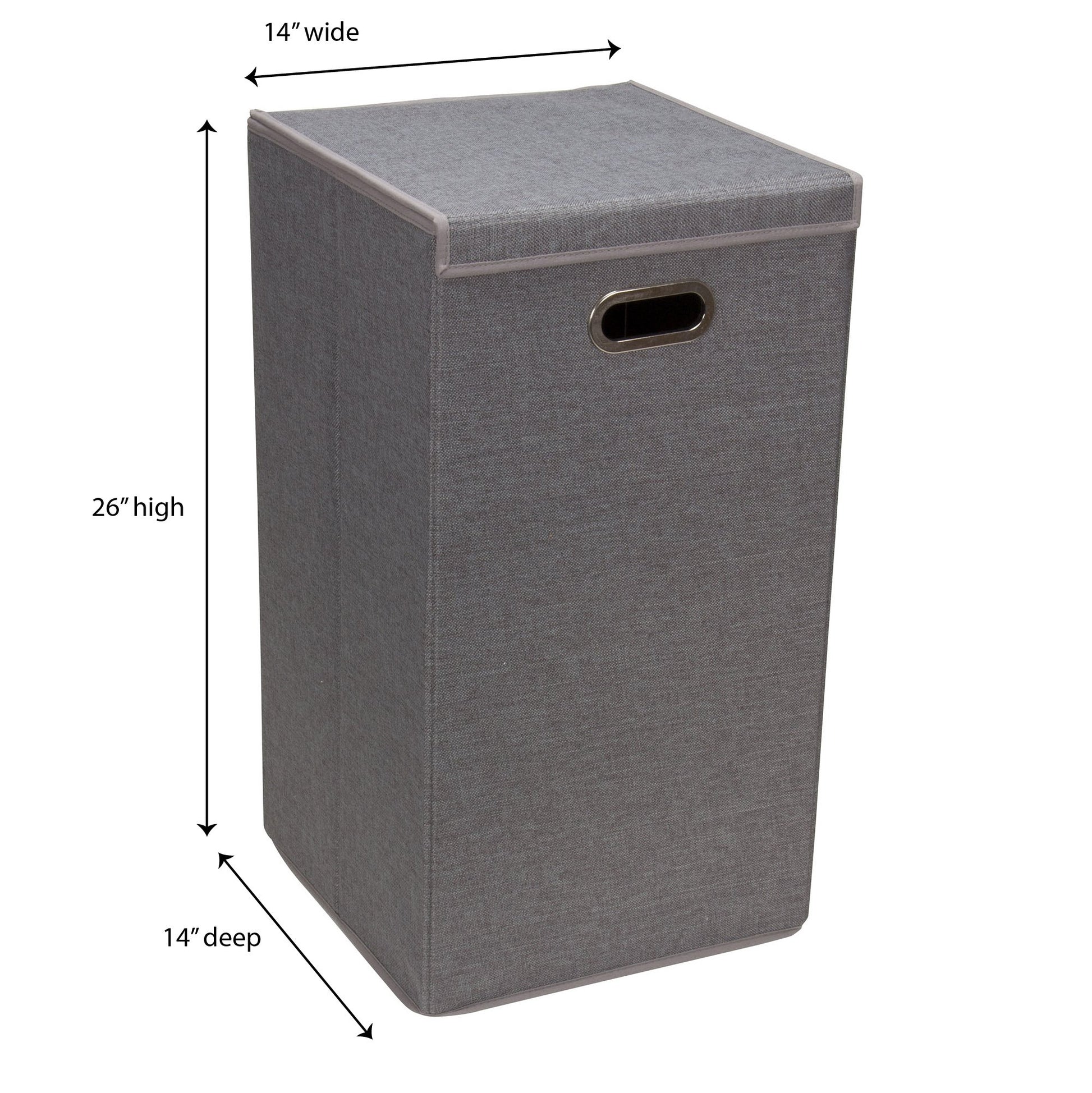 Household Essentials 5620 Collapsible Single Laundry Hamper with Magnetic Lid - Grey