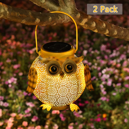 2 Pack Hanging Solar Lanterns - Garden Light Waterproof Metal Decorative Solar Lantern Lights