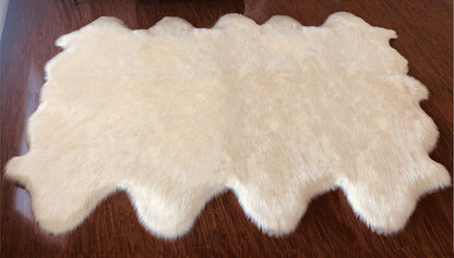 LAMBZY Faux Sheepskin Hypoallergenic Free Shape Silky Shag Rug, Luxury Shaggy Silky Plush Carpet