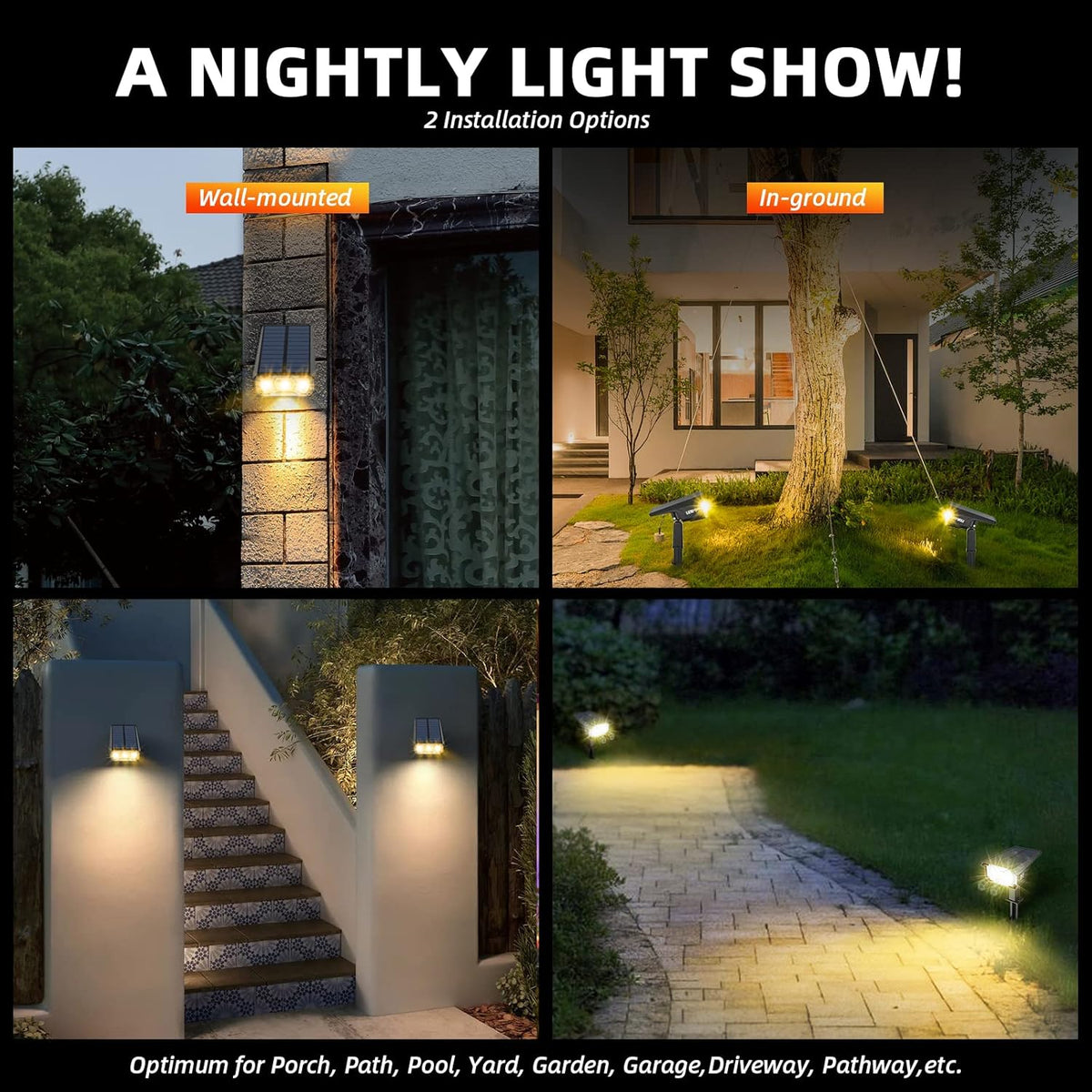 3 Brightness Modes Solar Outdoor Lights, 360 Degree Adjustable Lighting Angle with 40 LED's