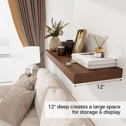 Floating Shelves 36 Inch Long, 12 Inch Deep Floating Shelves for Wall, 36 x 12 Shelves for Wall