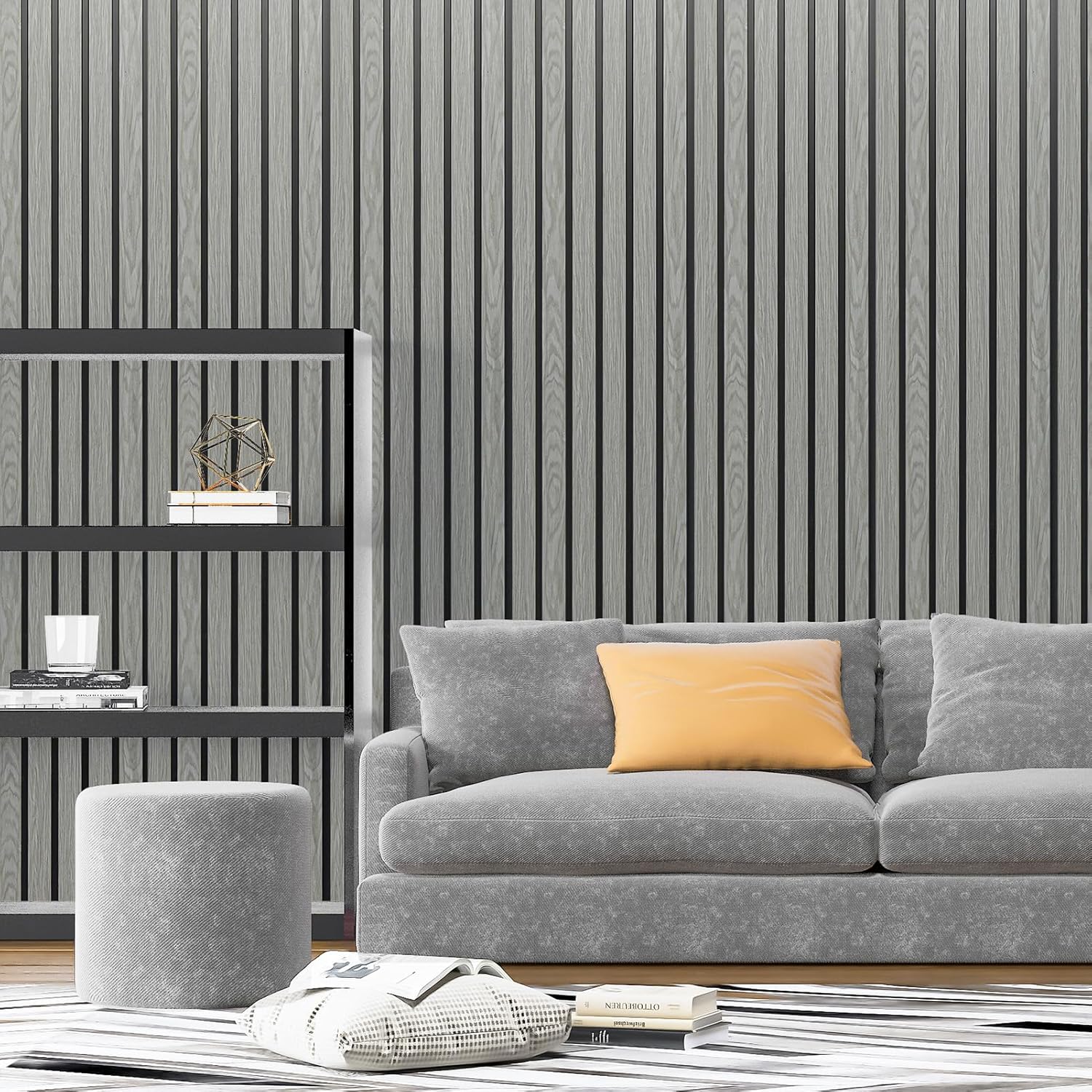 Art3d 4-Pack Glue-On Six-Grid Wainscoting Panel for Interior Wall Decor - 104 x 12 Inch Polystyrene