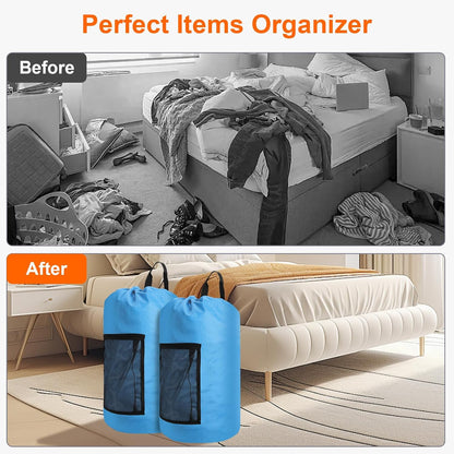 Femuar Laundry Bag Backpack Durable Laundry Bag with Shoulder Straps and Mesh Pockets Portable