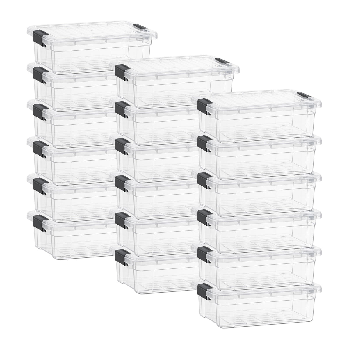 Superio Clear Storage Box with Lid, 4.5 Quart Plastic Container Bins for Organizing, Stackable