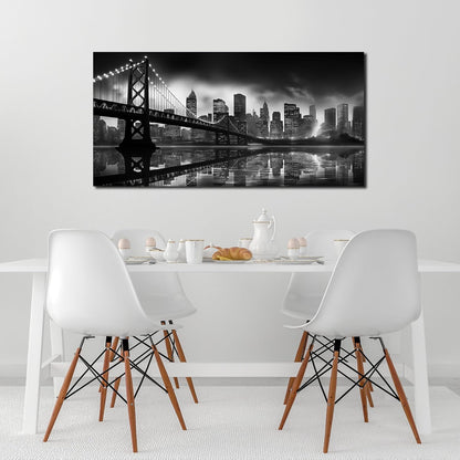 Brooklyn Bridge Canvas Wall Art for Bedroom Black and White City Wall Decor for Living Room Office