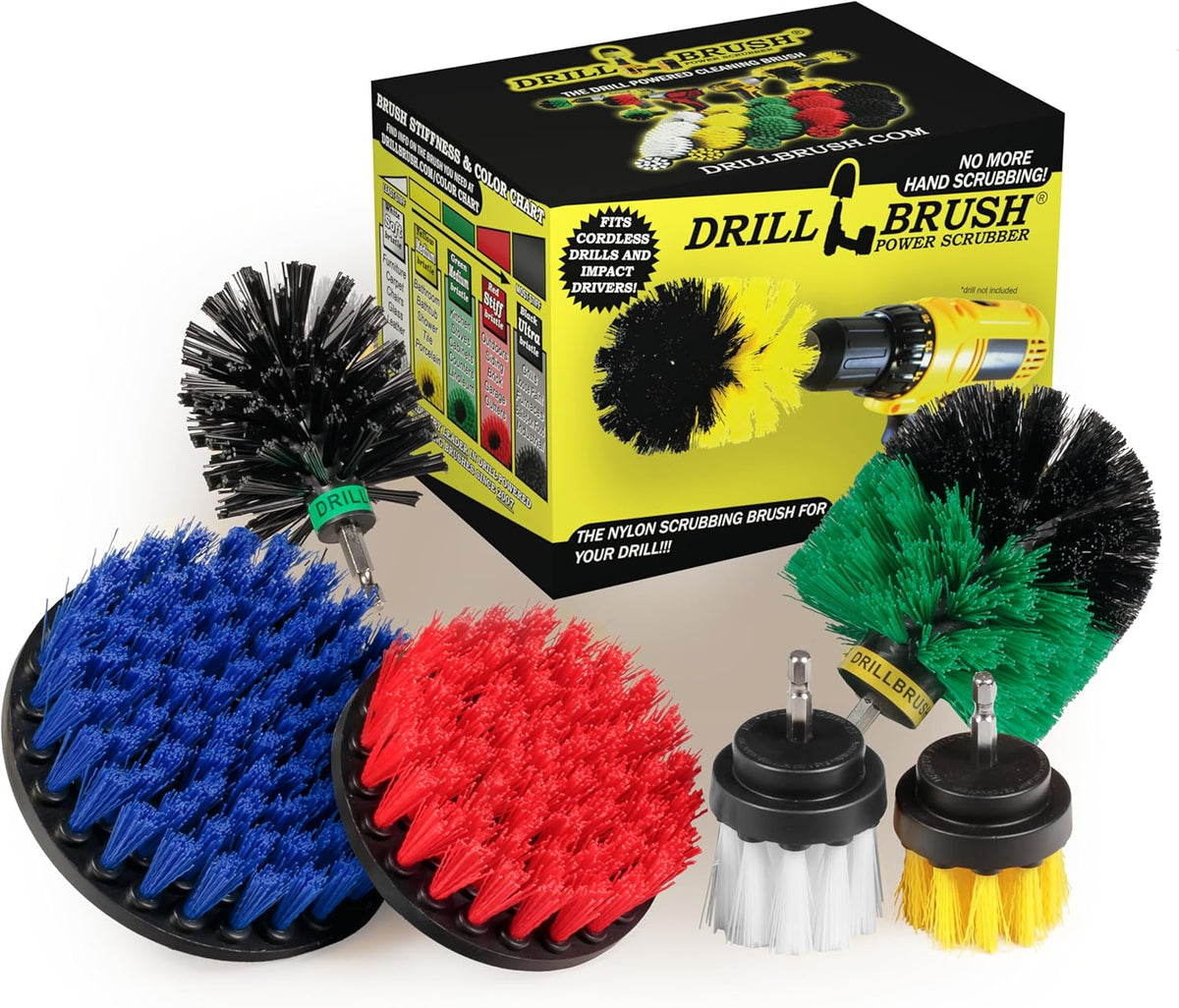Variety Multi-Pack Drill Brush Attachments for Cleaning Car, Truck, Carpet, Boat, Bathroom