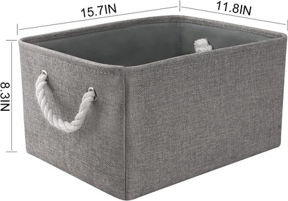 TheWarmHome Large Storage Bins Basket, 2 Pack Grey Fabric Storage Cubes for Changing Table Nursery