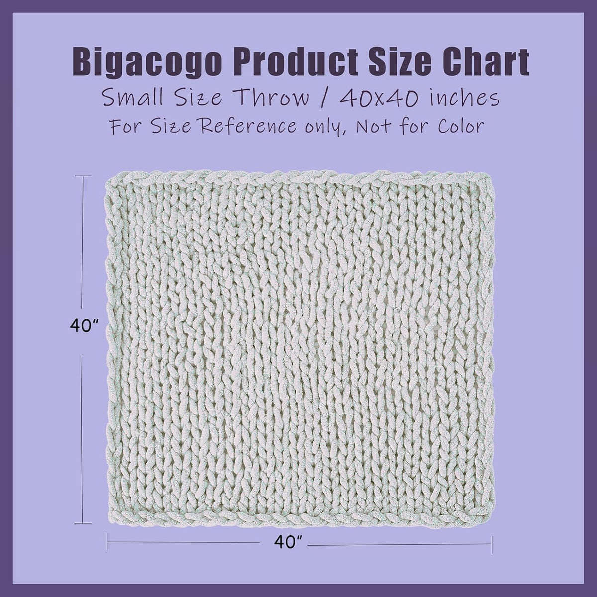 Bigacogo Chunky Knit Throw Blanket for Couch, 40x40 inches, 100% Hand Knitted with Thick Jumbo