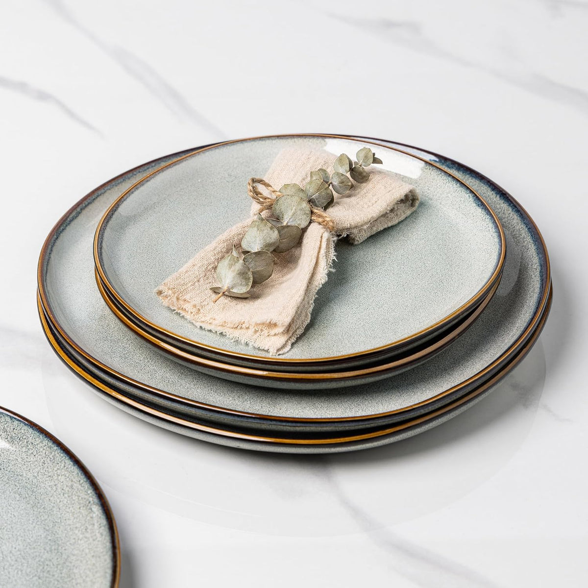 AmorArc Ceramic Dinnerware Sets,Handmade Reactive Glaze Stoneware Plates and Bowls Sets,Highly