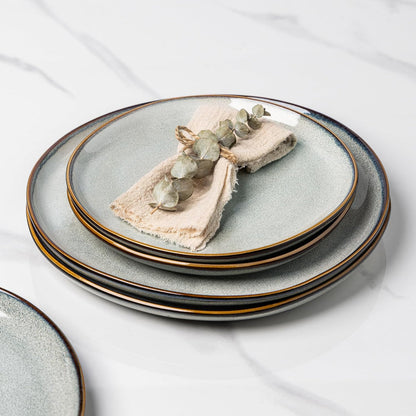 AmorArc Ceramic Dinnerware Sets,Handmade Reactive Glaze Stoneware Plates and Bowls Sets,Highly