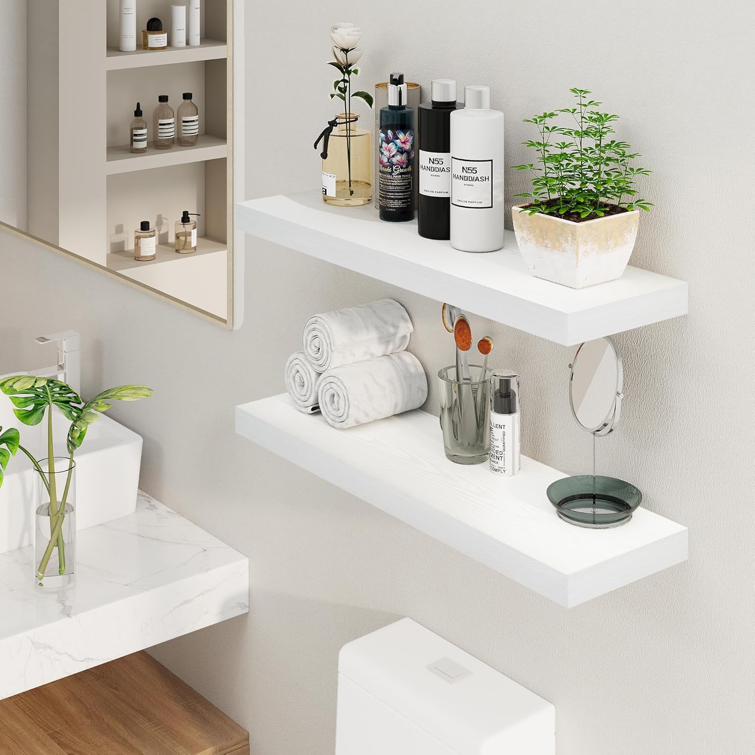 Fun Memories White Floating Shelves 36 Inch Long, 8 Inch Deep Floating Shelf for Wall, 36" W x 8" D