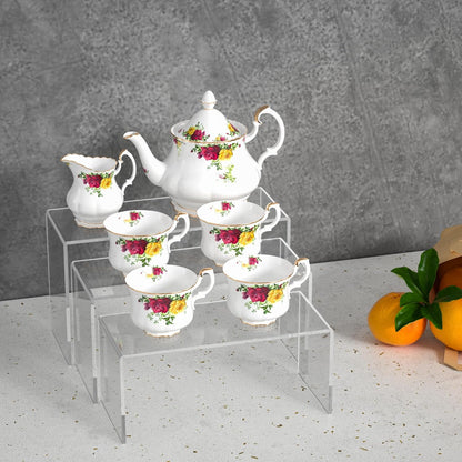 9x9.5x10 Inch Clear Display Risers Shelf 3pcs, Countertop Rectangular Acrylic Display Stands for