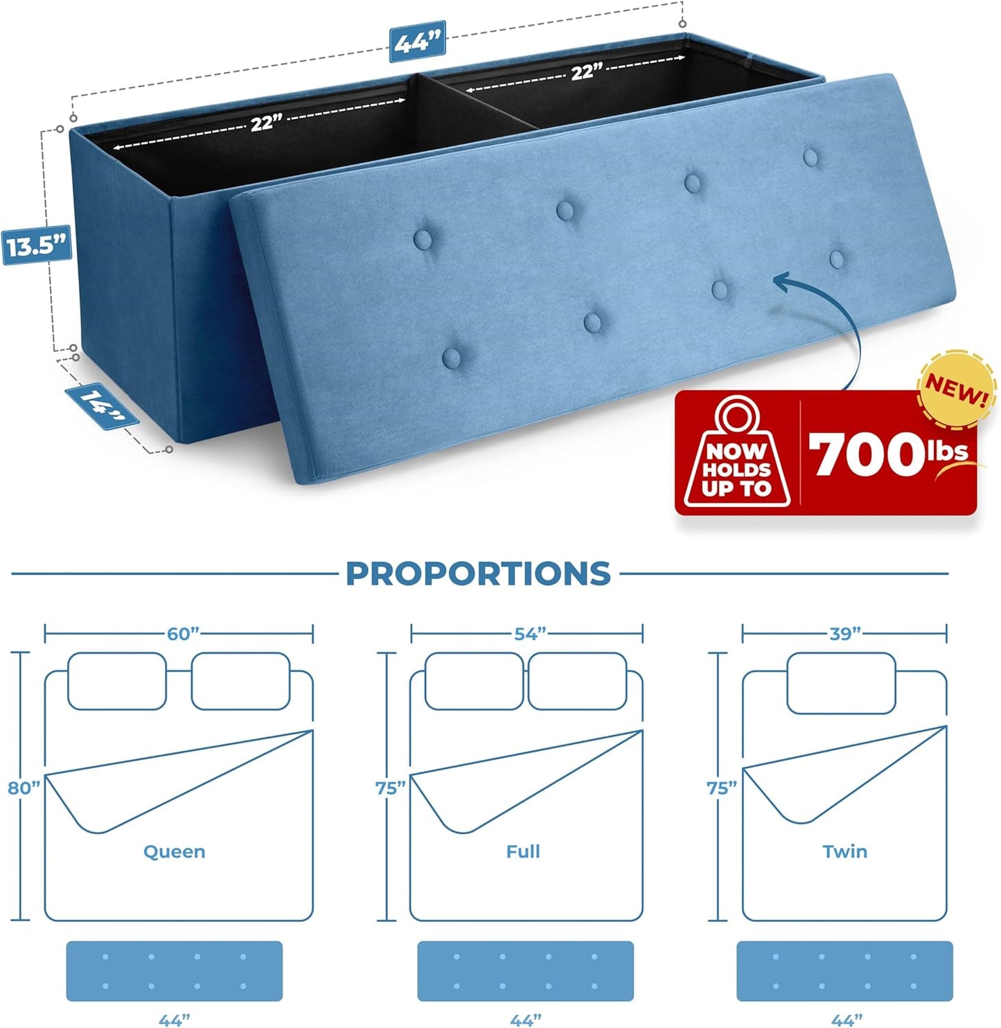 Sorbus Storage Ottoman Bench – Collapsible/Folding Bench Chest with Cover – Perfect Toy and Shoe