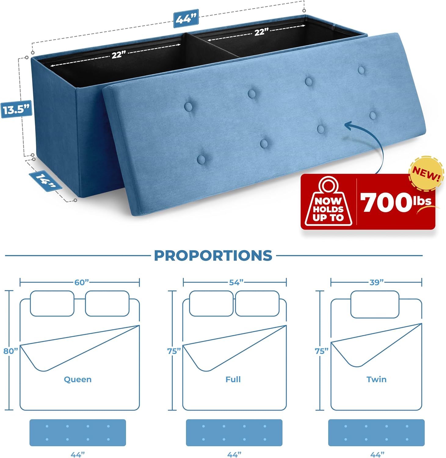 Sorbus Storage Ottoman Bench – Collapsible/Folding Bench Chest with Cover – Perfect Toy and Shoe