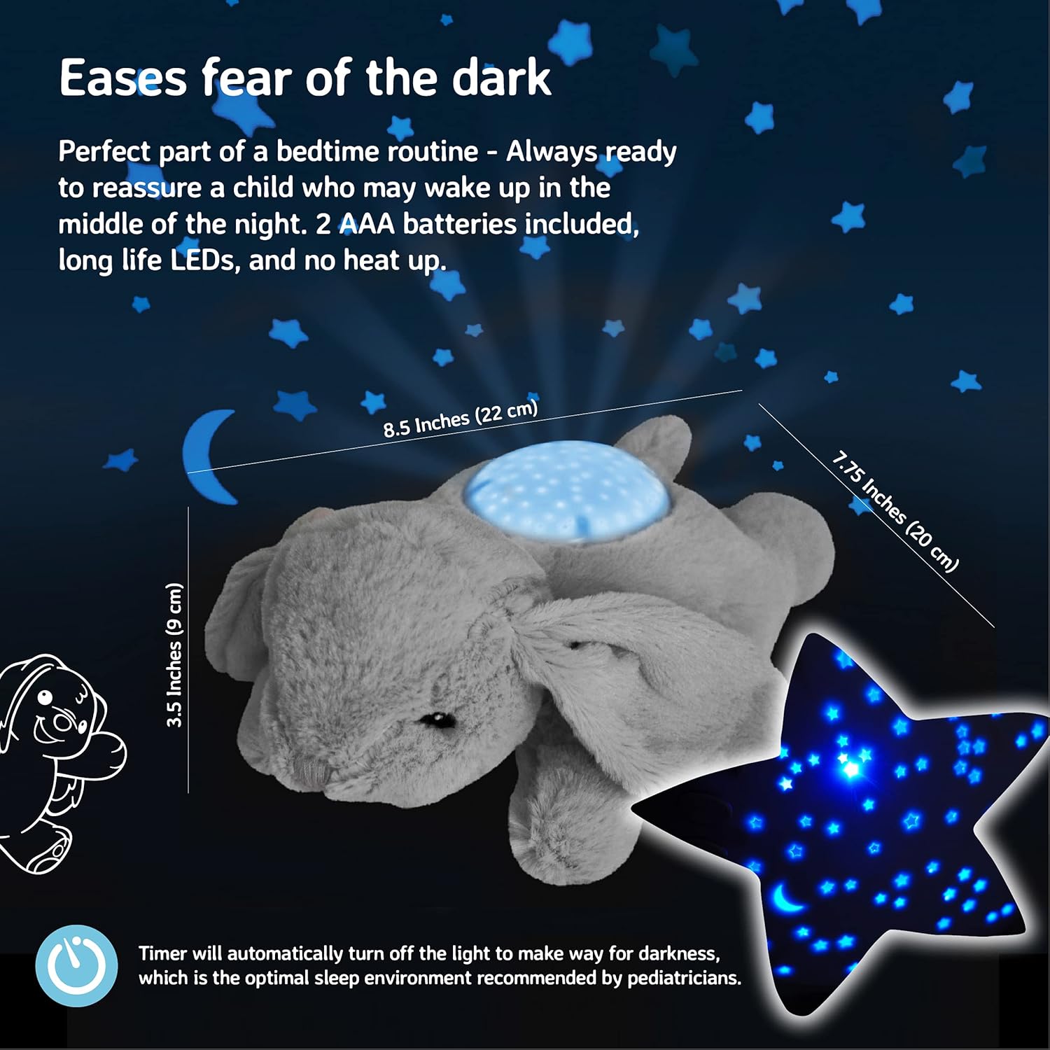 Cloud B Dream Buddies Benny The Bunny - The Soothing Mini Baby Night Light Kids Love | Star