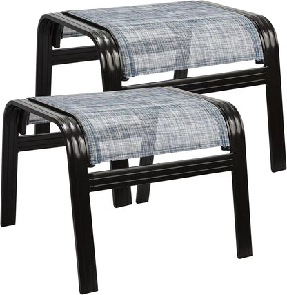 Outdoor Footstools for Patio,Textile Ottomans Metal Dining Footrests Stack Chairs for Lawn,Garden