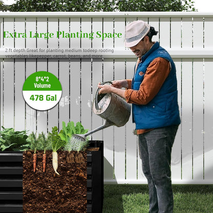 8x4x2 ft Raised Garden Bed, Large Metal Planter Raised Beds, Planters for Outdoor Plants for
