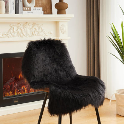 AMTOVO Faux Fur Rug, Black Small Area Rug, Fluffy Sheepskin Rug, Fuzzy Ultra Soft 2 x 3 ft Shag