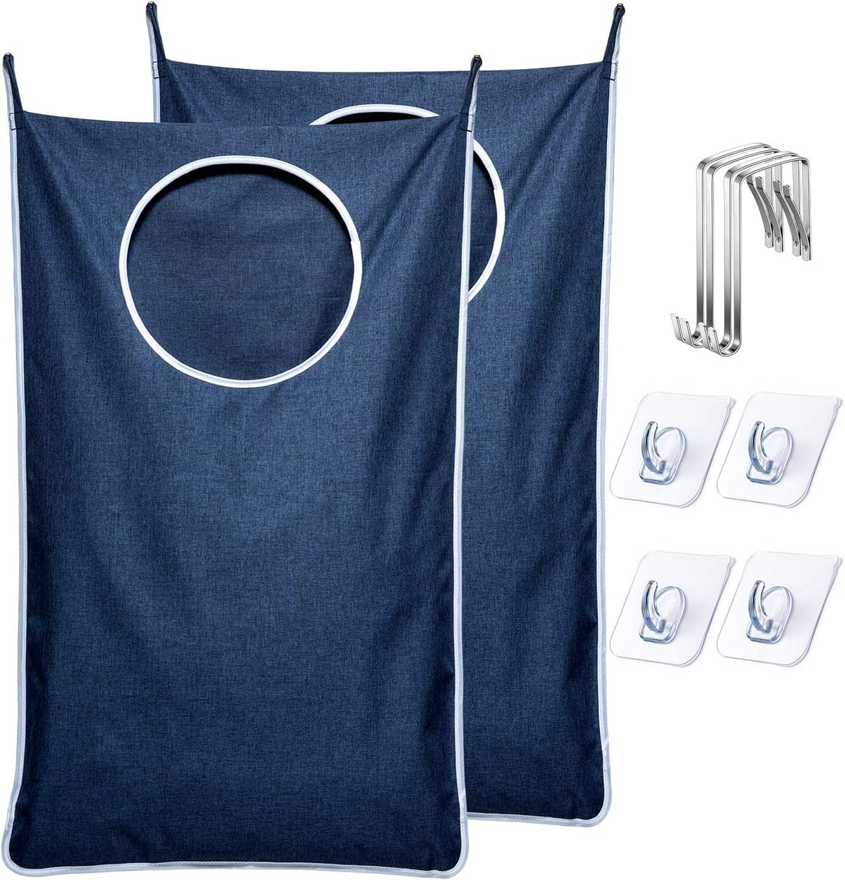 KEEPJOY Large Size 2Pack Hanging Laundry Hamper Bag, Door Hamper with 2 Hooks for Dirty Clothes