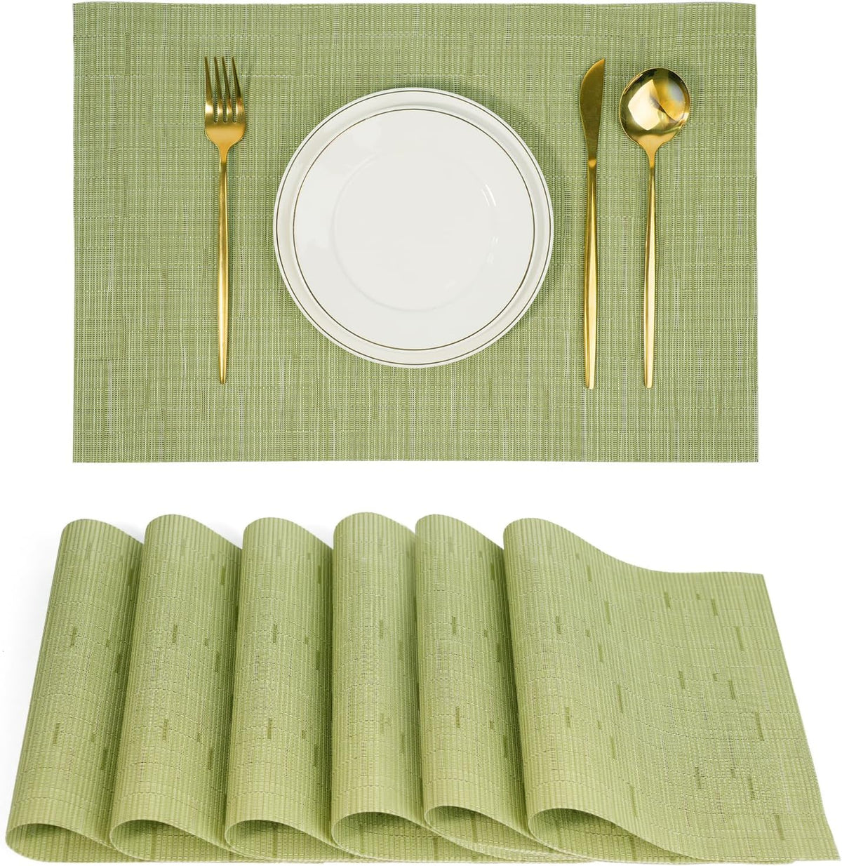 Placemats Set of 6，Non-Slip PVC Weave Table Mats Easy to Clean，Heat Resistant Place Mats for