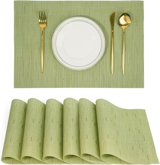 Placemats Set of 6，Non-Slip PVC Weave Table Mats Easy to Clean，Heat Resistant Place Mats for
