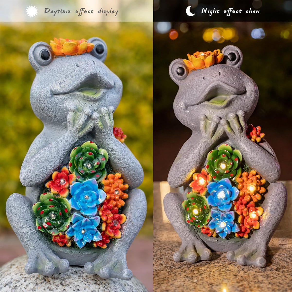 Frog Solar Figurine Light Statue Outdoor Gardening Gifts Decoration Garden Frogs Yard Decor Lamp