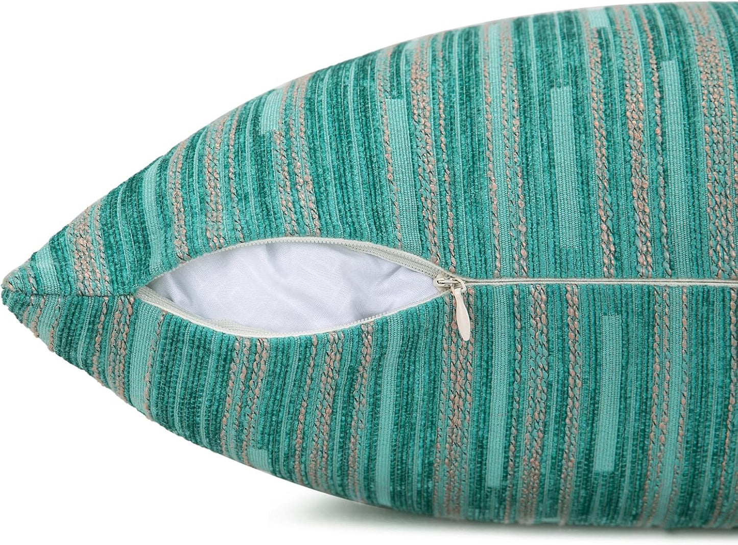 Yeiotsy Decorative Pillow Covers Teal, Pack of 2, Modern Striped Throw Pillow Cases Geometric
