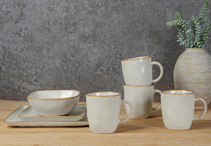 famiware Coffee Mugs Set of 4, Ocean Square 13oz Coffee Cup Set with Handle for Cocoa, Milk, Hot