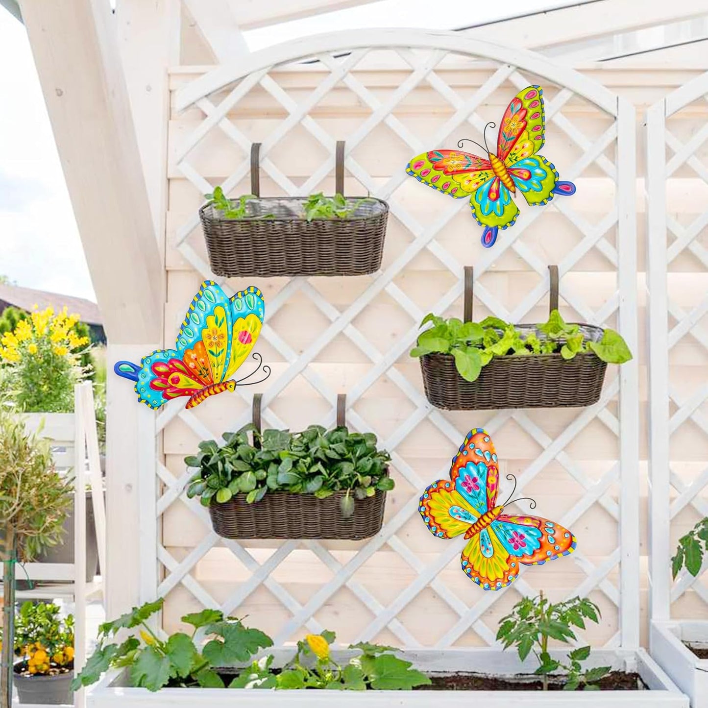J-Fly Metal Butterfly Wall Decorations Garden Decor Room Decor, Lawn Ornaments Ladybugs Live- 3