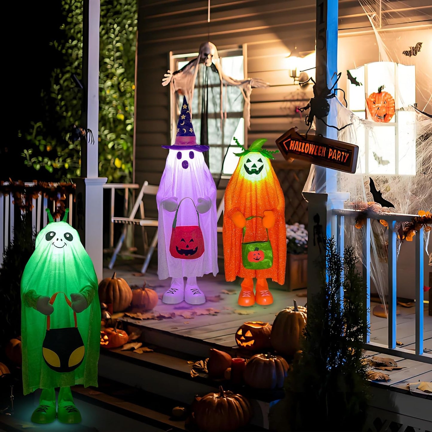 32" Front Porch Light up Halloween Figure Décor, Kit Standing Trick or Treat Indoor and Outdoor