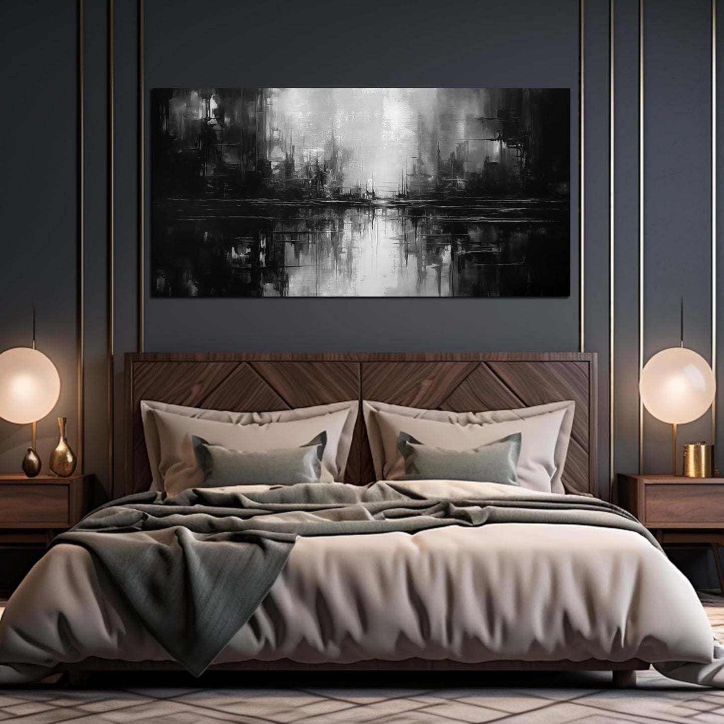 Large Abstract Canvas Wall Art for Living Room Large Size,Black and White Pictures Wall Art for