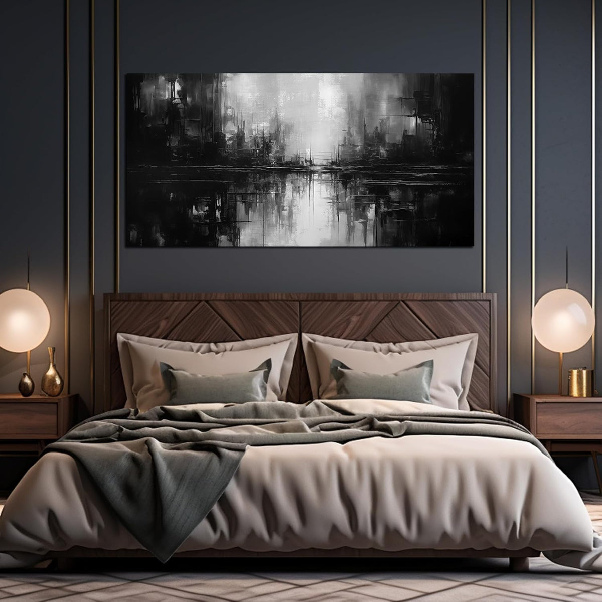 Large Abstract Canvas Wall Art for Living Room Large Size,Black and White Pictures Wall Art for
